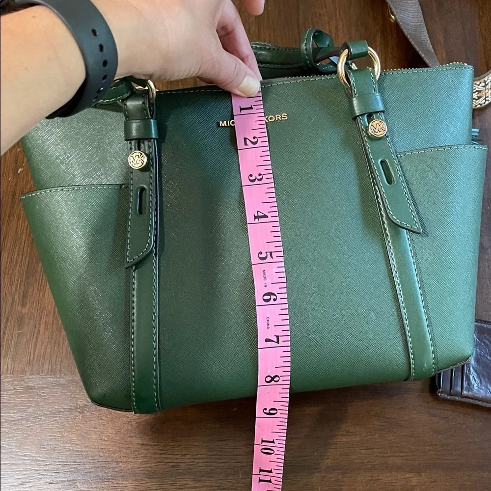 Michael Kors Sullivan Small Green Saffiano Leather Satchel with Tassel Charm